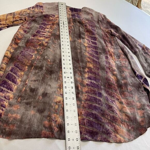 Umgee Bohemian tie dye a line dress with key hole size Small Bell Sleeves - Picture 8 of 8